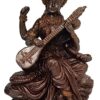 Saraswathi Idol, Goddess of Knowledge, Music & Arts, Bronze Finish Statue for Home Temple, 3 Inches