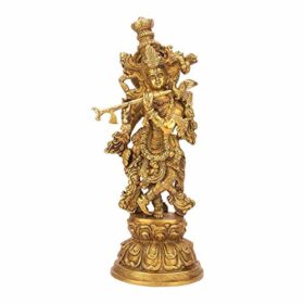 Lord Murli Manohar Krishna Krishan Brass Statue Murti Gift & Home D?cor Big Size- Height 15 Inches?.