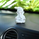 Ganesh Idol Statue for Car Dashboard, White