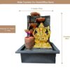 Ganesha Ganesh Ji Water Fountain Showpiece Idol for Home Living Room Temple Decor with Led Lights Table Top Decoration Gift Gifting Item, 15 inches