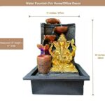 Ganesha Water Fountain Showpiece Idol for Home Living Room Temple Decor with LED Lights, 15 inches