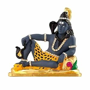 Lord Shiv Idol | Shankar Idol | Shiva Idol (Design-112) Blue Metal Statue for Car Dashboard | Mandir Pooja Murti | Temple Puja | Home Decor | Office Table Showpiece (L*B*H-7.5 x 1.5 x 7.5 Cm)