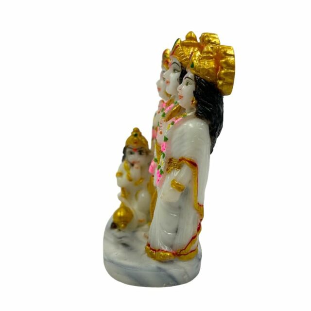 Pure Marble Ram Ji Darbar with MATA Sita, Laxman Or Hanuman Ji Murti for Pooja Home Temple Idol - (Size : 10 x 9 x 5 Cms) - White.