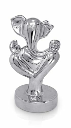 Ganpati Idol for Home|Vinayaka Idols for Home Decor| Ganesha Beautiful Showpiece for Diwali or Housewarming, Home Temple Decor, 15cm high : Silver