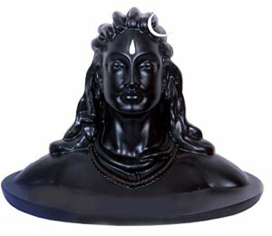 Ceramic Lord Adiyogi Shiva Idol Statue for Car Dashboard Decor/Gift Item | Figurines & God Idol Decorative Showpiece (Black, Size 16.5 x 11 x 13 cm)