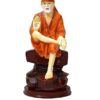 Sai Baba Murti Marble Idol Statue for Pooja, 4 inch (Orange)