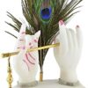 Home Decoration Krishna Hand Statue Showpiece Radha Krishna Murti Krishna Statue Love Couple Statue Gift Home Interior Idol 7 Inch ,Resin ,White