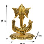 Metal Ganesh Idol, 18 cm Height, Gold Antique, 1 Piece