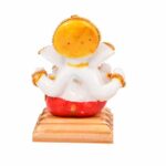 White Stone Ganesha Idol with Rosewood Base for Car Dashboard Decor