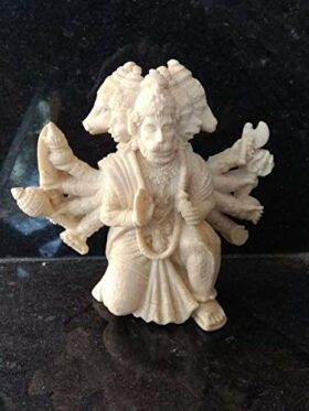 Marble Panchmukhi Hanuman Ji Fengsui Idol for Car Dashboard Showpiece Statue(White)(3-Inch)