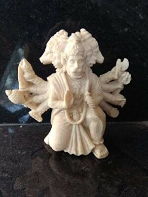 Marble Panchmukhi Hanuman Ji Fengsui Idol for Car Dashboard Showpiece Statue(White)(3-Inch)