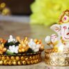 Lord Hindu God Ganesh ji Ganesha Idol with Diya for Home & Office D?cor,Diwali Gifts, Small,1 Pcs.