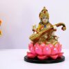 Saraswati on Lotus | Saraswati Goddess Murti Idol Statue Sculpture Figurine - Resin - Multi - 10.5" Inches