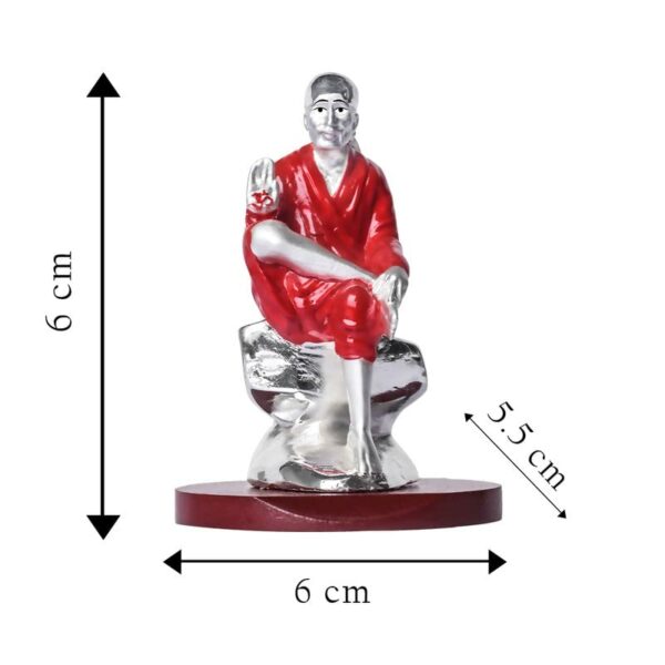999 Silver Plated Sai Baba Decorative Showpiece Sai Baba Statue for Home Office Shiridi Baba Singhasan Idol for Car Dashboard Pooja Room & Gift Religious Figurines & Showpiece (6cmx5.5cmx6cm) - Image 4