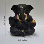 Black Terracotta Ganesha Idol with Gold Color Work for Car Dashboard Home Decor, Gifting, Diwali, Birthday, Festivals
