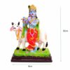 Hindu God and Goddess Polyester Resin Standing Krishna Murti Playing Flute and Cow Gau MATA Idol/Statue/Figurine for Gifting and Home Decor, 12cm, Multicolour