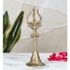 Brass Shiva Trishul with Damru Figurine, Antique Finish, 8 Inches, Brown, Pack of 1