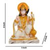 White Veer Bajrangbali Hanuman Idol 8 Inch Polyresin for Home Pooja Room