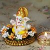 Lord Hindu God Ganesh ji Ganesha Idol with Diya for Home & Office D?cor,Diwali Gifts, Small,1 Pcs.