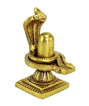 Brass Shiv Ling Shiva Lingam with Sheshnaag Statue Idol Murti for Home Temple and Pooja - 4" inches