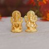 Metal Laxmi Ganesh Idol Set - Gold Plated Lakshmi Ganesha Idols Statue for Diwali Decoration Home Office Car Dashboard Decor Pujan Puja.