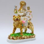 Gold Plated Durga Maa Idol Marble 9 Inch for Home Temple Pooja Room Office Table Decoration