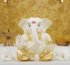 Gold Plated Ceramic Appu Ganesha Idol, 6x4x4cm, Gold