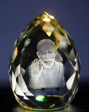 Sai Baba Hindu Goddess Crystal Glass Figurines Showpiece ( 7.62 cm)