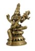 Dharmik Pooja Store-Astadhatu Metal Made Maa Saraswati Idol Sitting on Hans (Standard, Golden) (12 cm)