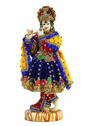 Resin Krishna Kishan Murti Idol Statue Sculpture (11") Multicolour