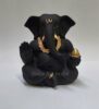 Black Terracotta Appu Ganesha with Gold Color Work for Car Dashboard Home Decor Gifting Diwali Birthday Festivals (3' x 2" Inches)