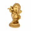 Brass Ganpati Idol Sculpture, 5'' x 3.8'', Golden (Model Number: GBS195)