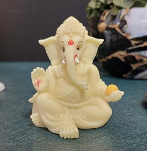 Gaddi Ganesha Premium polyresin Lord Ganesha for Car Dashboard Ganesha Ganpati Idol God of Success and Luck