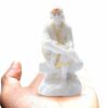 Marble Dust Sai Baba Statue for Home Pooja and Car Dashboard, Handmade Idol Sitting on Stone