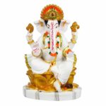 Marble Dust Lord Ganesha Idol, 9.5 Inches, Multicolor, 1 Piece