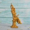 Brass Dhokra Home Decor Showpiece Hand Made Metal Statue with Feng Shui Vastu Significance (14 CM - Maa Saraswati with Bina Statue)