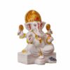 Marble Dust Ganesh Idol | Vinayaka Statue | Ganpati Murti | Ganesha Idol for Home Decor |Ganesh Idol for Diwali - White 7 inch Ganpati Idol