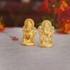 Gold Plated Metal Laxmi Ganesh Idol Set - Diwali Decoration for Home Office Car Dashboard Pujan.