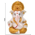 Polyresin Hand Printed Ganesh ji Idol Marble Dust for Car Dashboard | Pooja Room I Home Temple Decoration Items I God Idols I Statue I (Size :: 3 x 2 Inches)