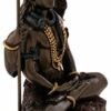 Mini 3.25" Lord Shiva Idol Figurine in Lotus Pose - Bronze Finish with Color Accents