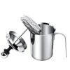 27oz/800ml Manual Milk Frother - Stainless Steel Hand Pump for Latte, Cappuccino, Hot Chocolate - Double-Froth Screen, Heat-Resistant Handle