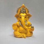 Mango Terracotta Finish Ganesha Idol for Car Dashboard Home Decor, 3.5 x 2 Inches