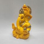 Mango Terracotta Finish Ganesha Idol for Car Dashboard Home Decor, 3.5 x 2 Inches