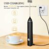 Rechargeable Handheld Milk Frother - 3-Speed Electric Foam Maker for Coffee with 2 Whisks and Coffee Decoration Tool, Coffee Frother Mixer, Stand-up Design, for Cream, Latte, Cappuccino