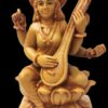 Saraswati Idol Statue for Home Pooja Room Car Dashboard Handmade Marble 7" Decorative Showpiece