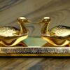 Metal Laxmi Ganesh Idol with Diya and Kumkum Box Kissing Duck for Pooja Home and Office Combo Offer for Diwali Gift (Diwali Offer, Standard)