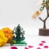 God Ganesh Sitting with Base Statue (Murti) Idol Showpiece Handmade of Crystal Glass by for Worship, Decoration, Car Dashboard, Gift (Dark Green), Small