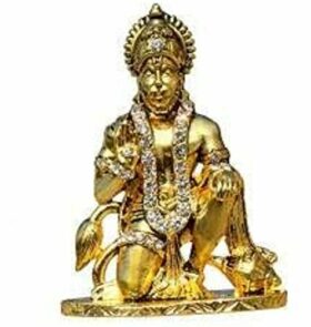 Hanuman Murti in Brass Material in Golden Finished 7.5 cm Height Suitable for car Dashboard Office Table and Home Temple puja Festival pujan Home Decor and showpiece or for Gifting Purpose