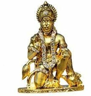 Hanuman Murti in Brass Material in Golden Finished 7.5 cm Height Suitable for car Dashboard Office Table and Home Temple puja Festival pujan Home Decor and showpiece or for Gifting Purpose