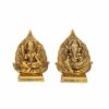 Antique Gold Plated Metal Lakshmi Ganesh Pair with Leaf Background, 5 inch, 2 Piece